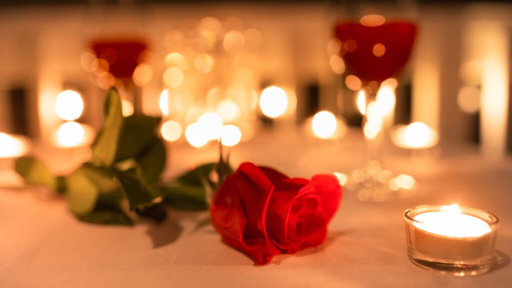 Centro de mesa para una cena de San Valentín